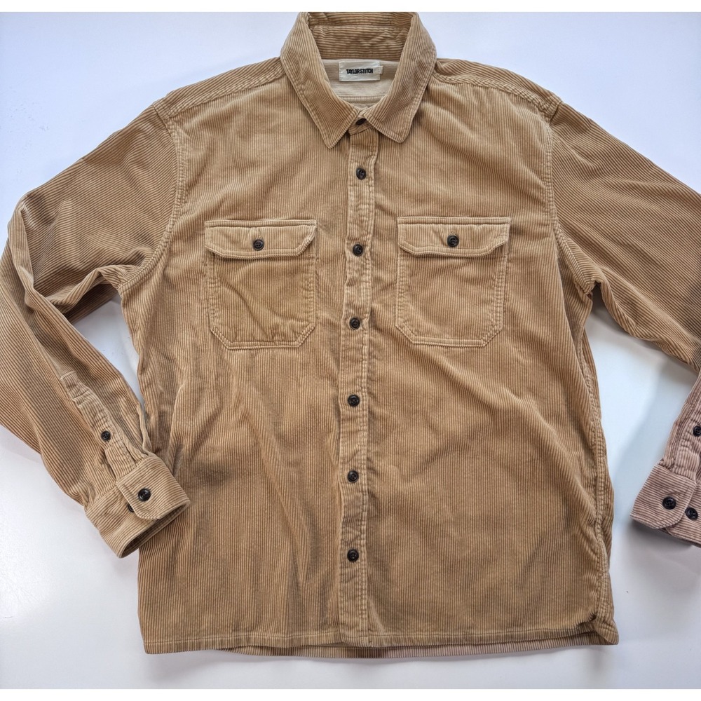 TAYLOR STITCH The Corduroy Connor Shirt Mens 44 XL Camel Brown Organic Cotton